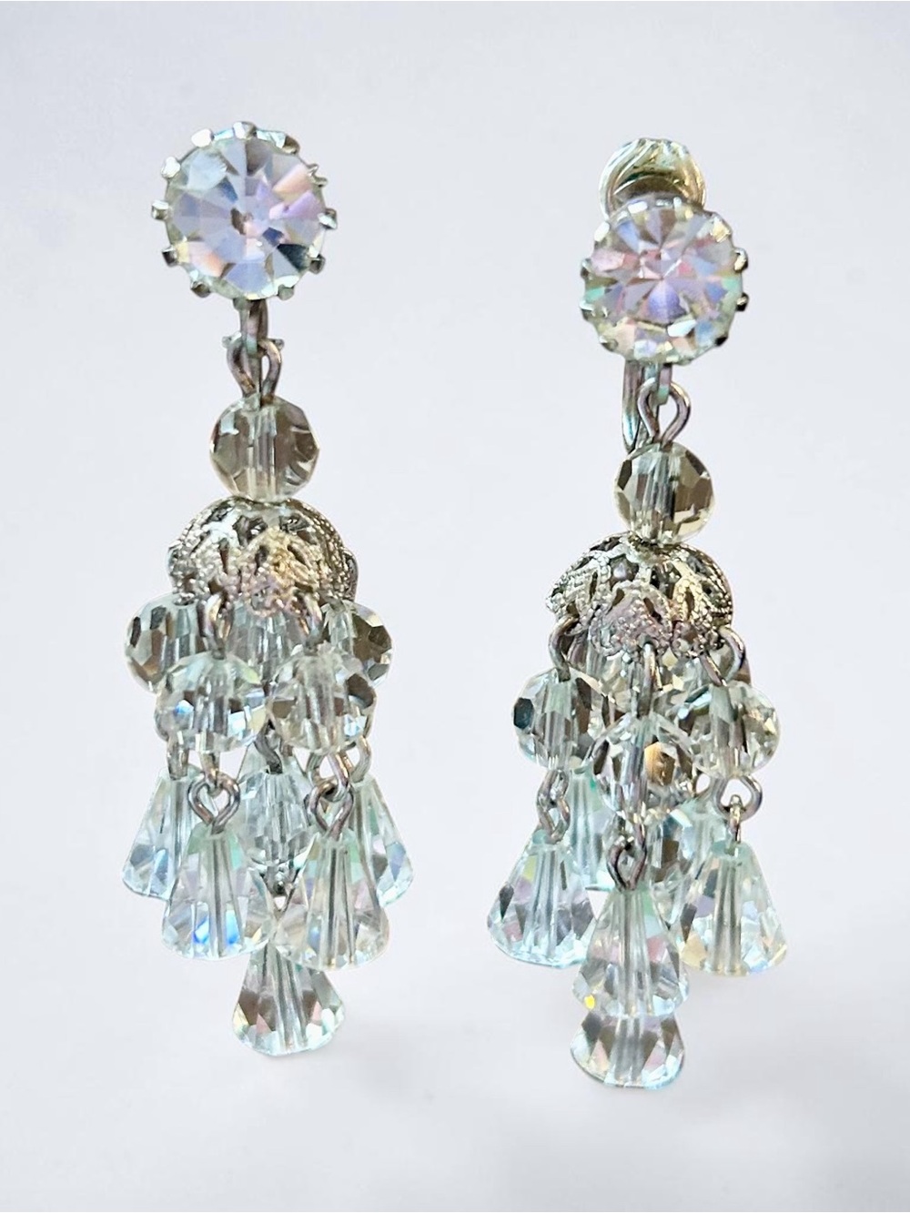 Stunning Hattie Carnegie Crystal Chandelier Earrings RARE